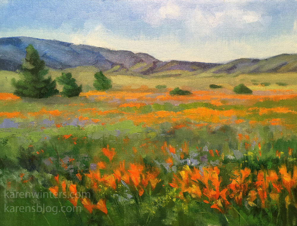A perfect poppy day California poppies landscape painting