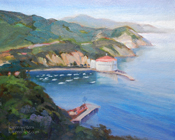 Avalon Harbor Catalina Island Oil Painting