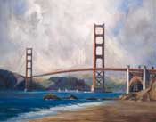 Golden Gate Bridge Oil Painting by Karen Winters