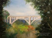 Colorado street Bridge miniature 6 x 8 inch painting