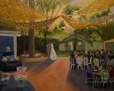 French estate wedding - live event wedding painting by Karen Winters