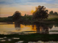 Golden Quiet Devereux Lagoon Oil California landscape painting