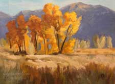 Round Valley Cottonwoods 6 x 8 inches eastern sierra oil painting California impressionist art