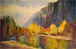 Yosemite National Park Merced River Fall Foliage Watercolor painting
