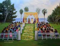 Indian Wedding Ceremony Live Event Oil Painting by karen Winters