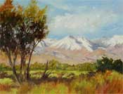 Autumn Morning, Bishop, California impressionist oil painting with Sierra nevada mountains