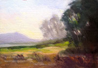 Batiquitos Mist Miniature California Landscape Oil Painting by Karen Winters