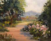 Descanso Rosarium Pathway 8 x 10 oil painting on canvas board