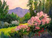 Descanso Gardens Rose Garden Crepe Myrtle Sunset Pathway Twilight Oil Painting