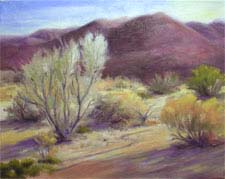 Desert Dawn landscape oil painting palm springs california impressionist art for sale