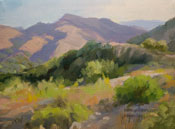 Eaton canyon 6 x 8 inch oil painting with San Gabriel Mountains
