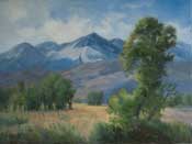 Edge of Autumn - Eastern Sierra Landscape featuring Mt. Tom, Basin Mountain and the Owens Valley by California impressionist, Karen Winters
