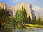 El Capitan Yosemite plein air oil painting by California impressionist Karen Winters, fine artist