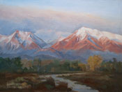 Bishop Mt Tom Basin Mountain alpenglow oil painting 9 x 12 for sale