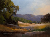 Golden Oak Hillside California oak hills oil painting art for sale