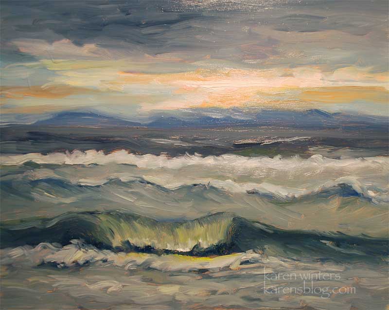 Beach Sunset Paintings. Huntington Beach (Stormy Day)