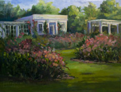 Huntington Gardens Tea Room and Rose Garden oil painting