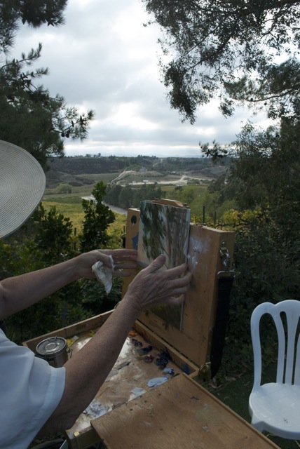 Karen Winters paints at Falkner Vineyard in Temecula, California