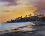 Laguna Beach Main Beach Sunset Seascape Oil Painting - Laguna Art Gallery Art by Karen Winters, California impressionist art for sale