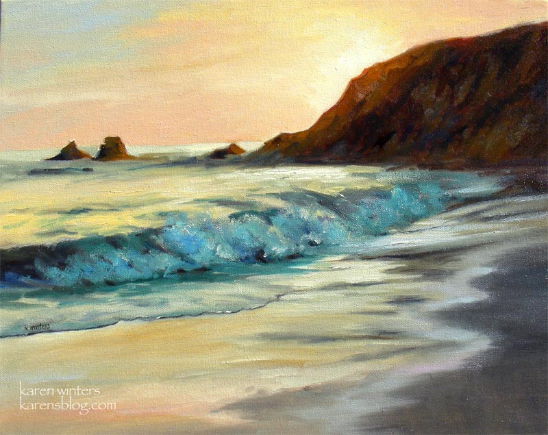 beach sunset painting. “Laguna Sunset (at Crescent