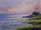 Moonstone Beach Sunset 6 x 8 oil painting plein air study Cambria California Central Coast Art Gallery