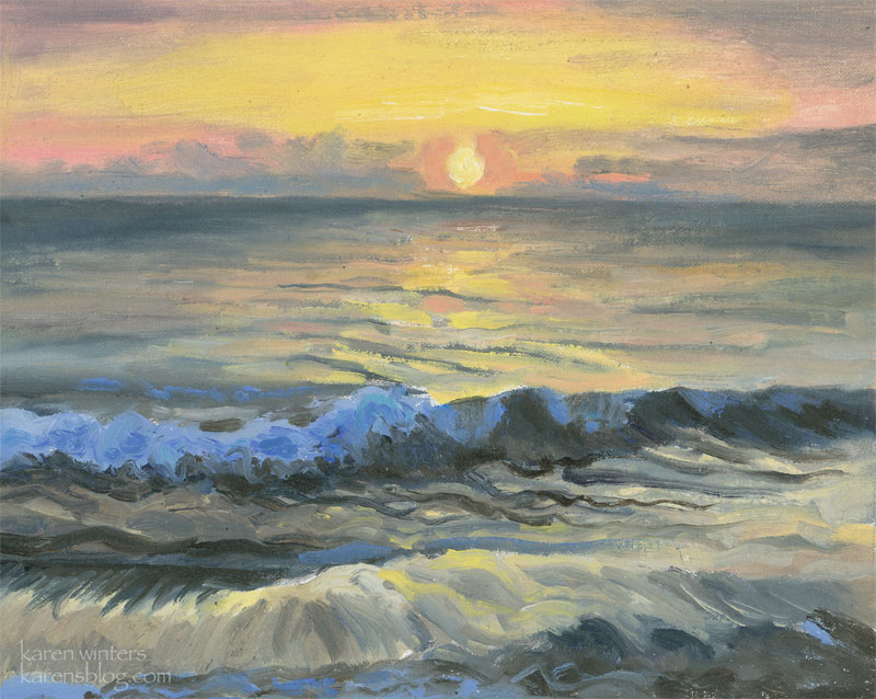 More of my Newport Beach Paintings. Sunset Surf (at Newport Beach, CA)