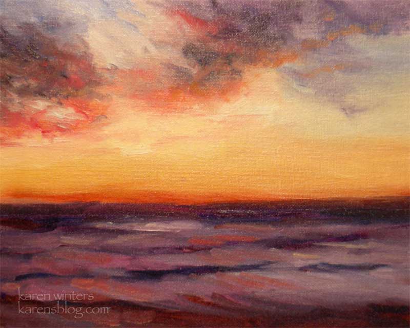 beach sunset painting. Huntington Beach Sunset