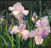Purple and white irises impressionist oil painting