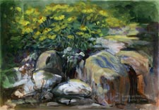 Spring garden oil painting
