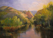 Spring Stillness Malibu Creek State Park creek oil painting by Karen Winters