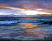 Sunset Surf Pacific Ocean California Seascape marine painting