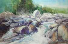 Eaton Canyon Swift Water watercolor painting