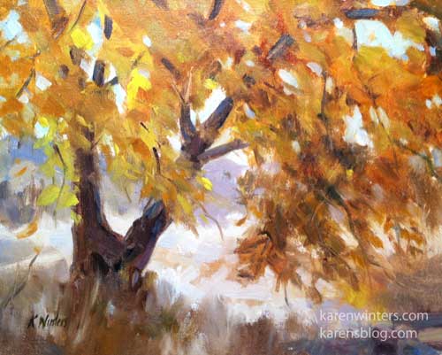 Sycamore Shimmer Tree Oil Painting Los Osos