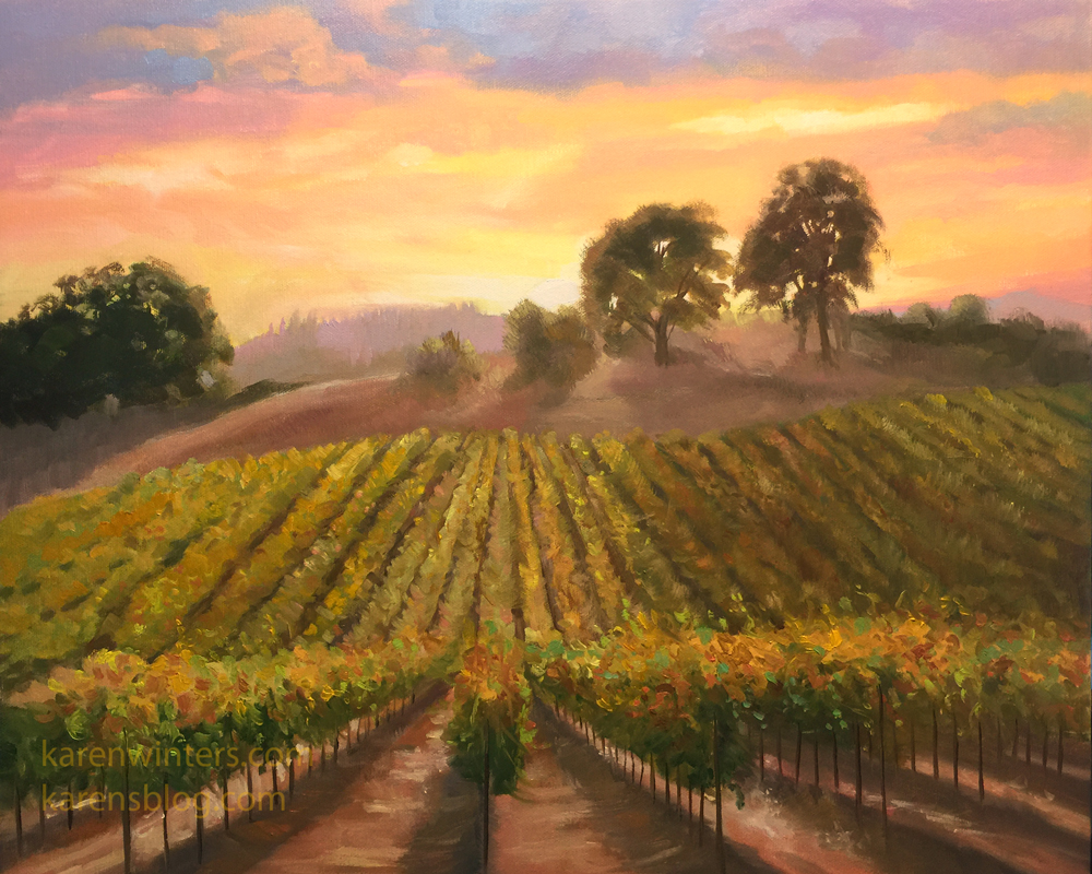 Vineyard Paintings by Karen Winters, California and Tuscany Vineyard