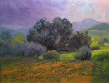 After the Crush oil painting Vineyard with eucalyptus