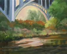 Below the Arroyo Seco Bridge - Pasadena Colorado Street Bridge landscape impressionist oil painting