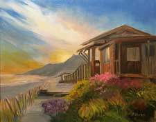 Cottage at the Cove Crystal Cove Cottage plein air style oil painting