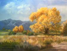 Cottonwood Breeze Autumn Eastern Sierra Oil Painting Owens Valley fall color