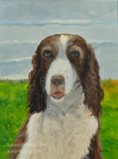 English springer spaniel pet portrait oil painting