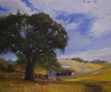 Gold Rush Country Ranch - rolling hills on highway 49 near Murphys California oil painting