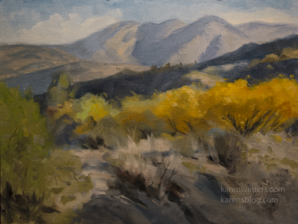 Joshua Trees and Mountains, Mojave Preserve Western Art, CA Desert Oil ...