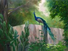Arcadia arboretum peacock landscape oil painting 
