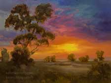 Radiant Eucalyptus Sunset California oil painting