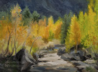 Running Free Bishop Creek oil painting miniature aspen stream sierra art for sale landscape