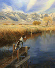 Springer Spaniel Hunting Lone Pine California oil painting