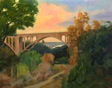 Twilight at the Colorado Street Bridge Pasadena art painting