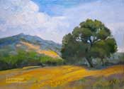 California spring wildflower oak hillside impressionist oil painting artwork for sale by Karen Winters