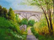 Colorado Street Bridge Pasadena oil painting by California impressionist Karen Winters