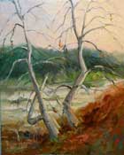 Bare naked sycamores - Eaton Canyon, Altadena California original oil painting