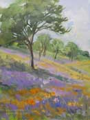 Cambria wildflowers lupine oak meadow Central Coast Cambria plein air oil painting